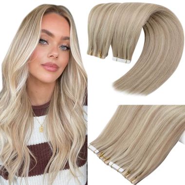 Tape In Hair Extensions Professional Highlight Blonde #P18/613| KQ Hair