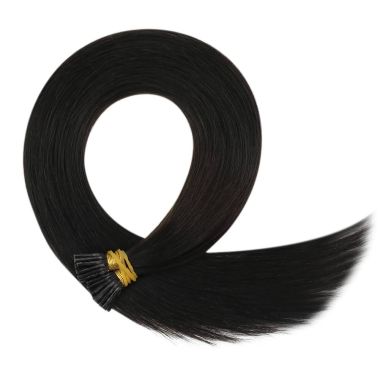 I Tip Human Hair Extensions Smooth Invisible Off Black #1B | KQ Hair