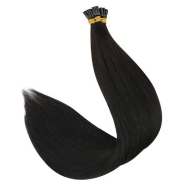 I Tip Human Hair Extensions Smooth Invisible Off Black #1B | KQ Hair