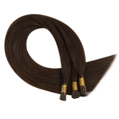 I Tip Hair Extensions High Quality Real Human Hair Darkest Brown #2 | KQ Hair