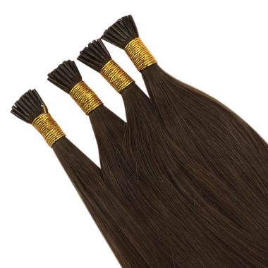 I Tip Hair Extensions High Quality Real Human Hair Darkest Brown #2 | KQ Hair