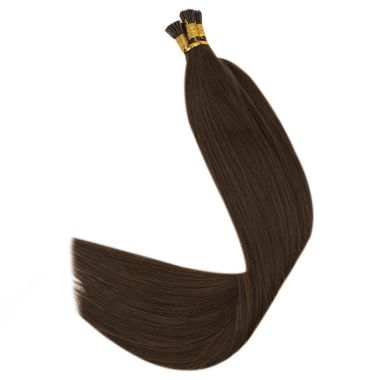 I Tip Hair Extensions High Quality Real Human Hair Darkest Brown #2 | KQ Hair