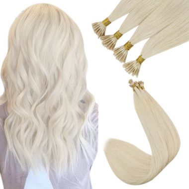 I Tip Human Hair Extensions Straight Platinum Blonde #60 | KQ Hair