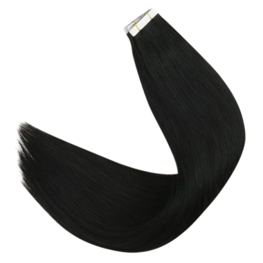 Human Hair Tape In Extensions Jet Black #1| KQ Hair Factory