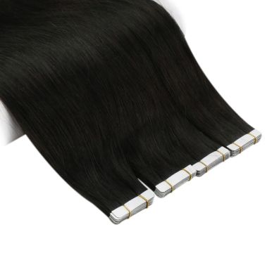 Human Hair Tape In Extensions Jet Black #1| KQ Hair Factory