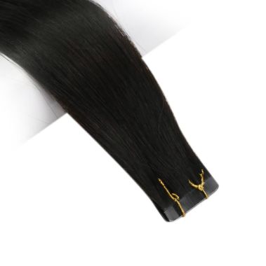 Human Hair Tape In Extensions Jet Black #1| KQ Hair Factory