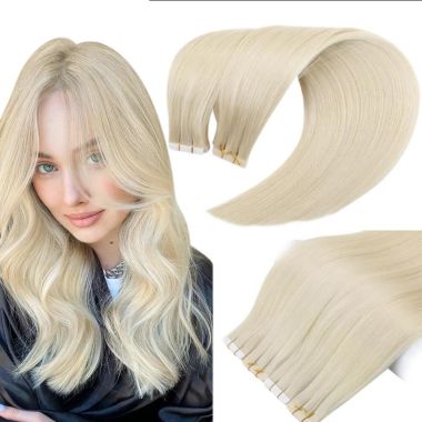 Tape In Hair Extensions For Thin Hair Platinum Blonde #60| KQ Hair