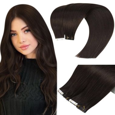 Seamless Tape In Hair Extensions Darkest Brown #2| KQ Hair