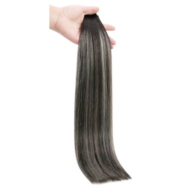 Tape in Hair Extensions Premium Balayage Black With Silver #1b/silver/1b| KQ Hair