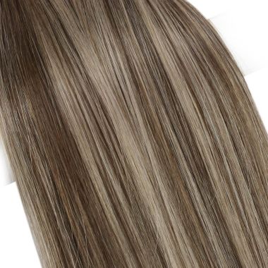 Flat Weft Extensions Seamless Balayage Brown With Blonde #4/27/4 | KQ Hair