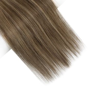 Flat Weft Extensions Seamless Balayage Brown With Blonde #4/27/4 | KQ Hair