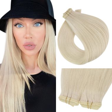 Flat Silk Weft Virgin Hair Full Cuticle Platinum Blonde #60 | KQ Hair