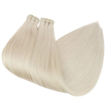 Flat Silk Weft Virgin Hair Full Cuticle Platinum Blonde #60 | KQ Hair