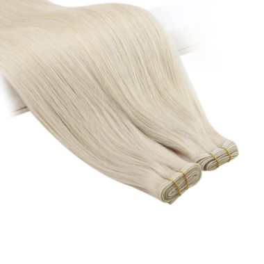 Flat Silk Weft Virgin Hair Full Cuticle Platinum Blonde #60 | KQ Hair