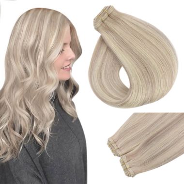 Flat Weft Hair Extensions Highlight Ash Blonde With Beach Blonde #P18/613 | KQ Hair