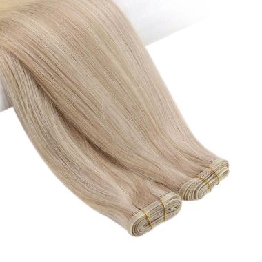 Flat Weft Hair Extensions Highlight Ash Blonde With Beach Blonde #P18/613 | KQ Hair