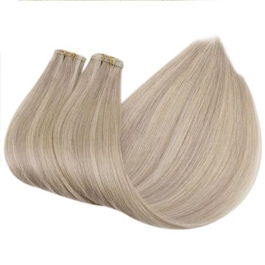 Flat Weft Hair Extensions Highlight Ash Blonde With Beach Blonde #P18/613 | KQ Hair