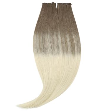 Flat Weft Balayage Light Brown With Platinum Blonde #Ba8/60 | KQ Hair