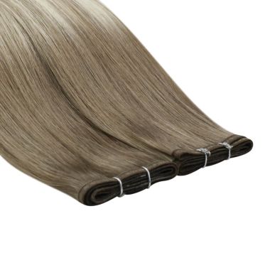 Flat Weft Balayage Light Brown With Platinum Blonde #Ba8/60 | KQ Hair