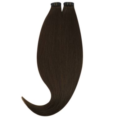 Flat Weft Hair Extensions Full Cuticle Darkest Brown #2 | KQ Hair