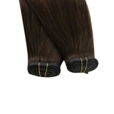 Flat Weft Hair Extensions Full Cuticle Darkest Brown #2 | KQ Hair