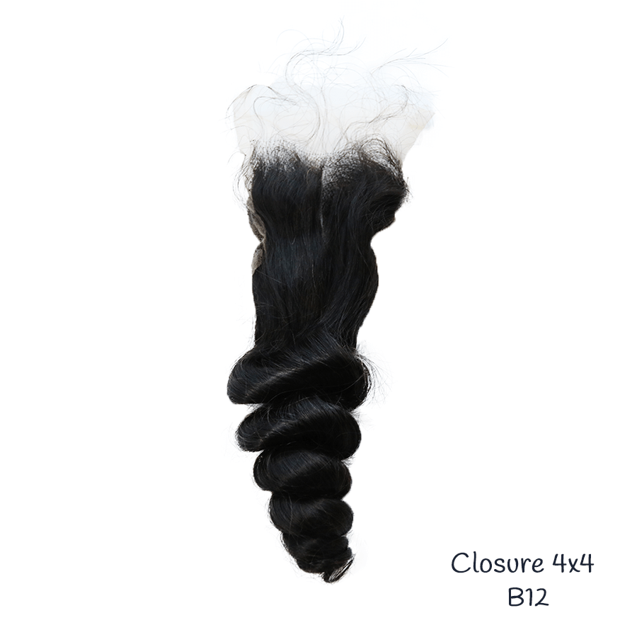 High Quality Closure Middle Part 4 x4 Black Curly Color Hair - KQ Hair