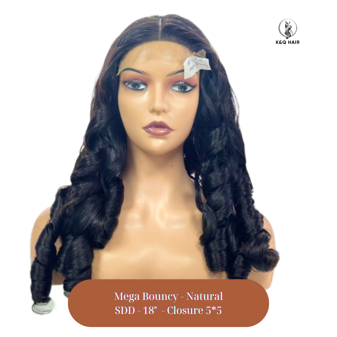 KQ - Wig - Mega Bouncy - Natural Color - SDD - Closure 5*5