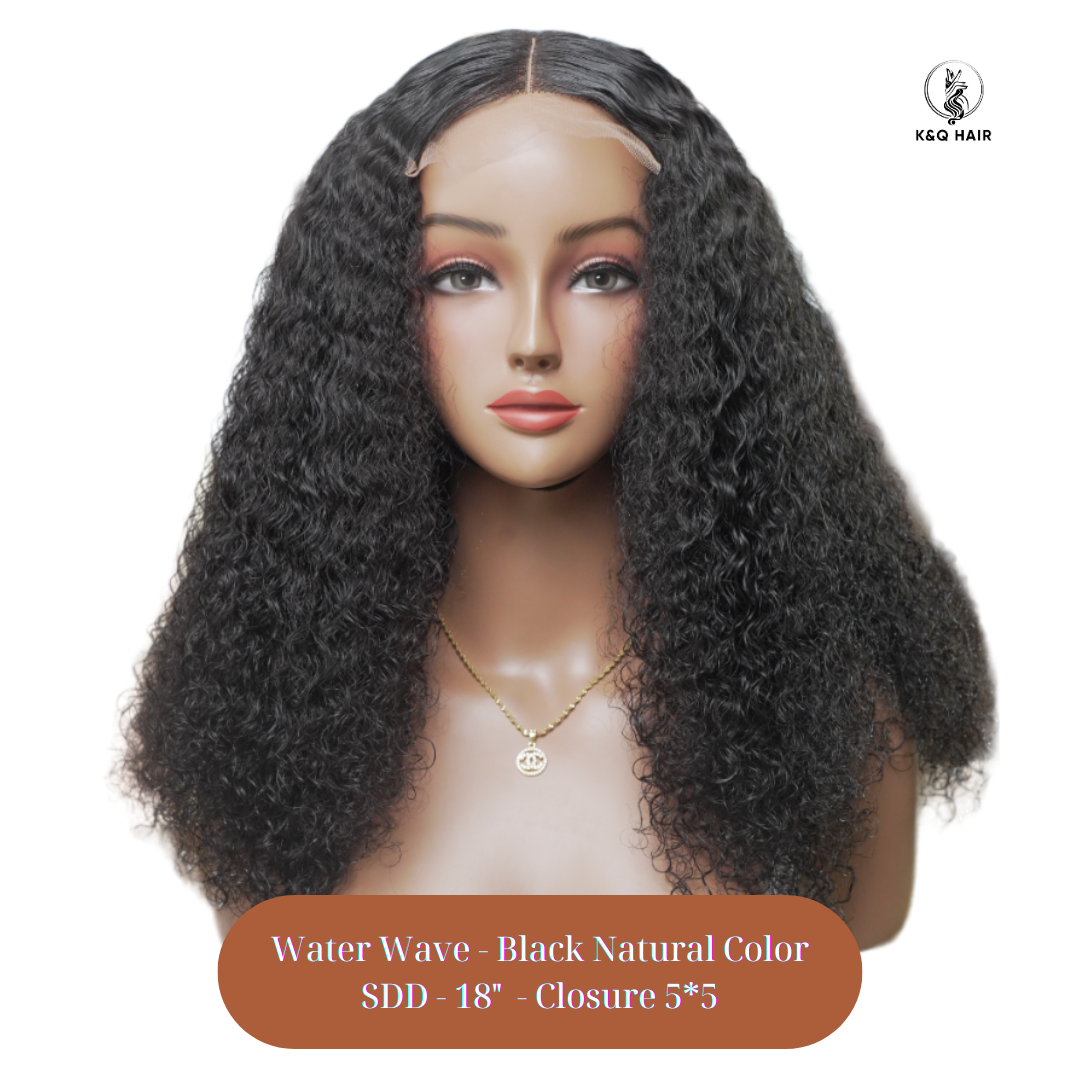 KQ - Wig - Water Wave - Black Natural Color - SDD - Closure 5*5